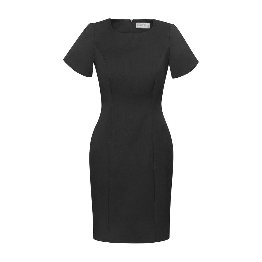 Biz Corporates Cool Stretch Womens Short Sleeve Shift Dress 30112 in Charcoal