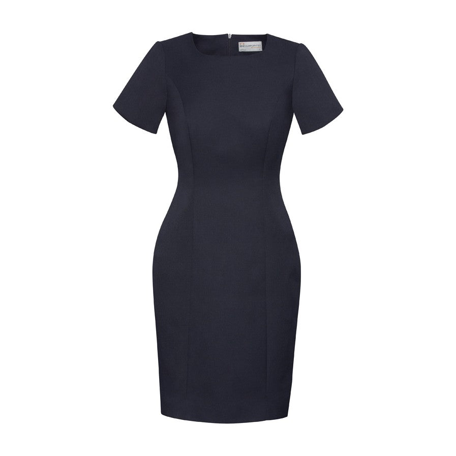 Biz Corporates Cool Stretch Womens Short Sleeve Shift Dress 30112 in Navy