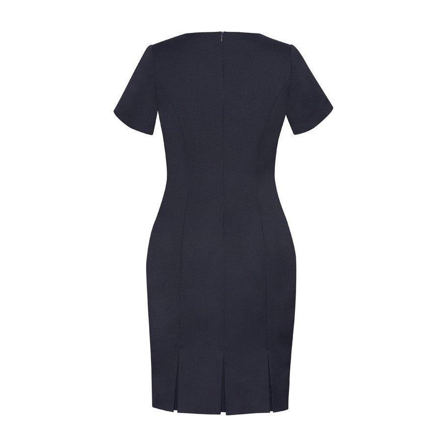 Biz Corporates Cool Stretch Womens Short Sleeve Shift Dress 30112 in Navy, view 2