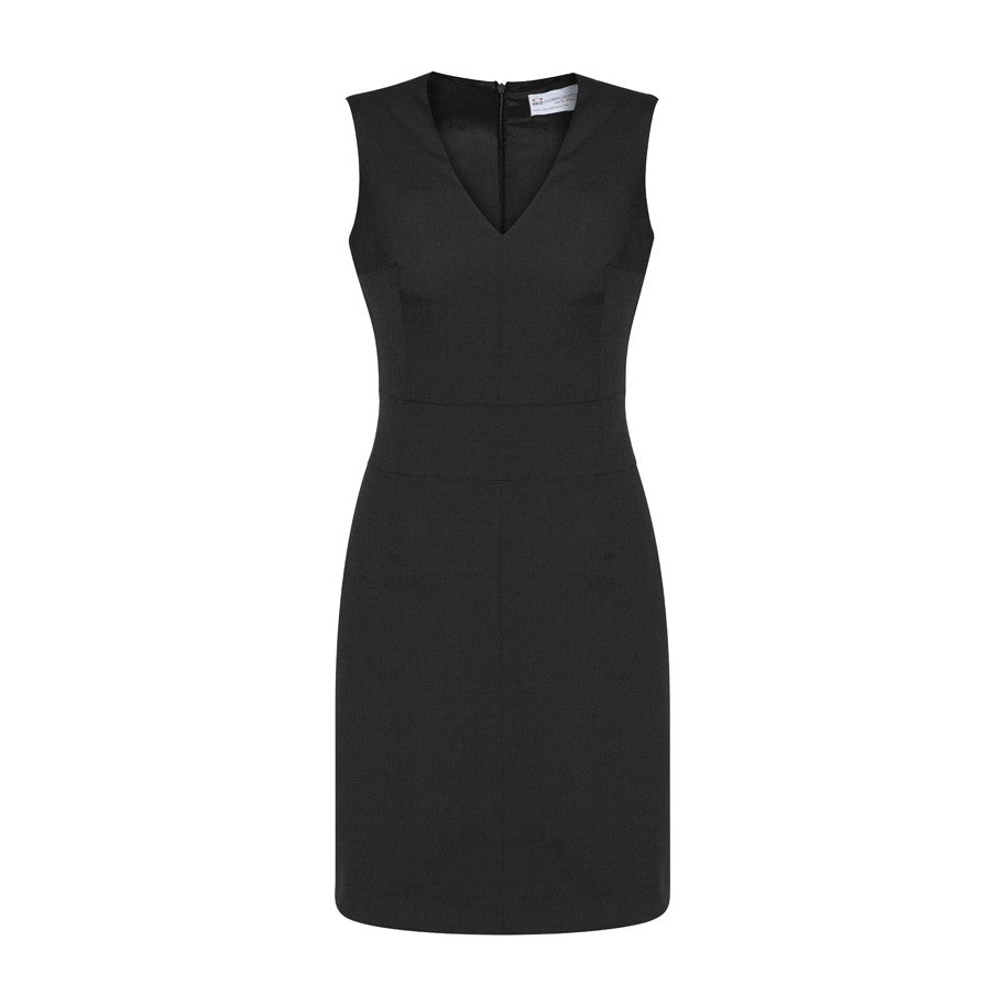 Biz Corporates Cool Stretch Womens Sleeveless V-Neck Dress 30121 in Black