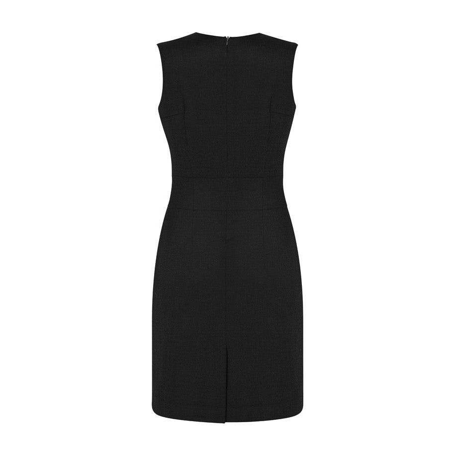 Biz Corporates Cool Stretch Womens Sleeveless V-Neck Dress 30121 in Black, view 2