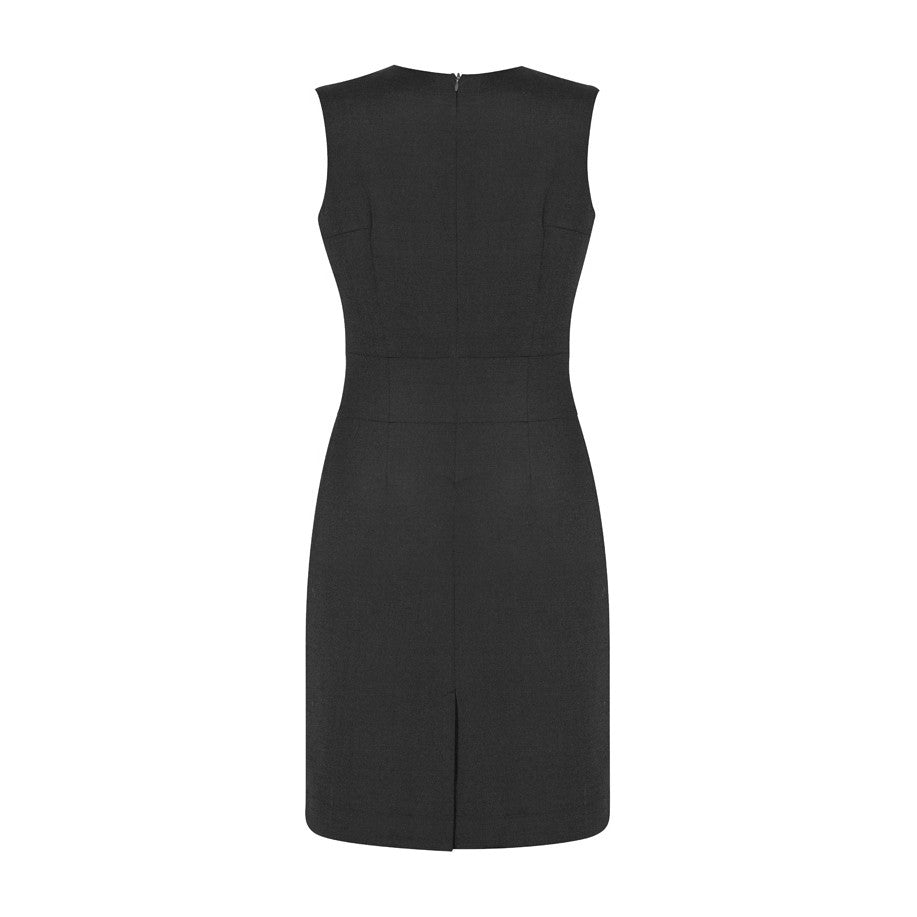 Biz Corporates Cool Stretch Womens Sleeveless V-Neck Dress 30121 in Charcoal, view 2