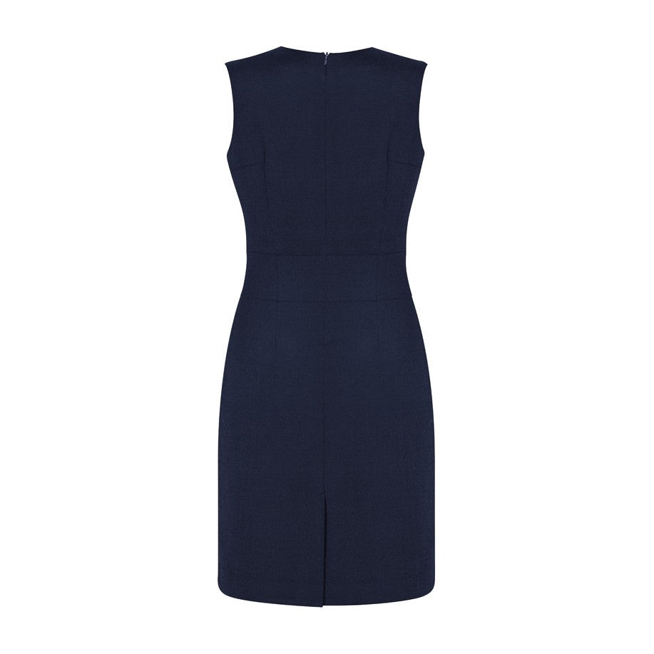Biz Corporates Cool Stretch Womens Sleeveless V-Neck Dress 30121 in Navy, view 2