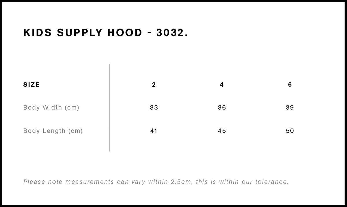 AS Colour Kids Supply Hood 3032 size guide