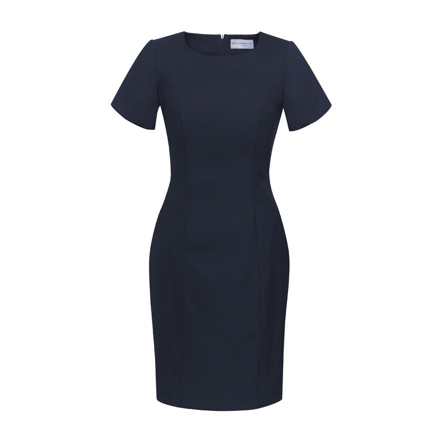 Biz Corporates Comfort Wool Stretch Womens Short Sleeve Shift Dress 34012 in Navy
