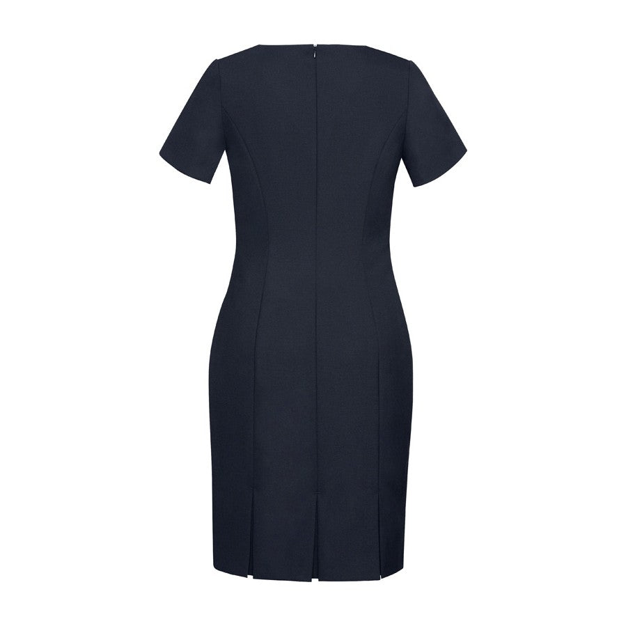 Biz Corporates Comfort Wool Stretch Womens Short Sleeve Shift Dress 34012 in Navy, view 2