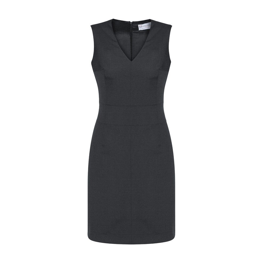 Biz Corporates Comfort Wool Stretch Womens Sleeveless V-Neck Dress 34021 in Charcoal