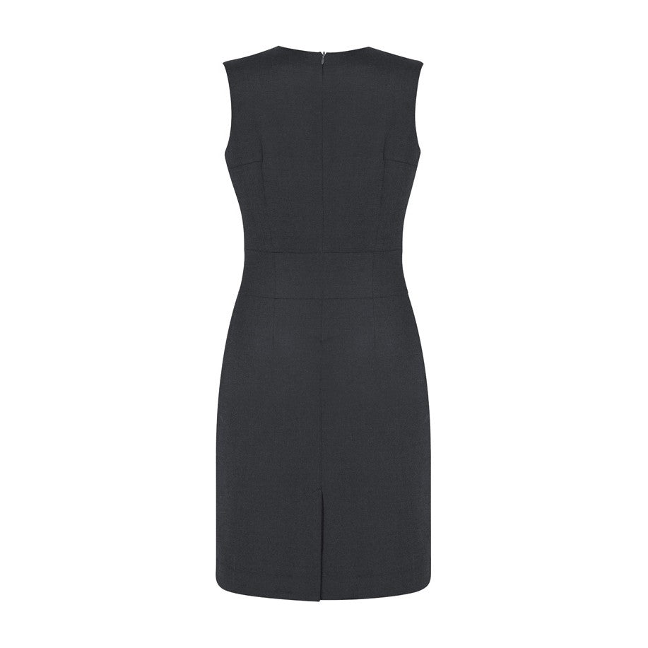 Biz Corporates Comfort Wool Stretch Womens Sleeveless V-Neck Dress 34021 in Charcoal, view 2