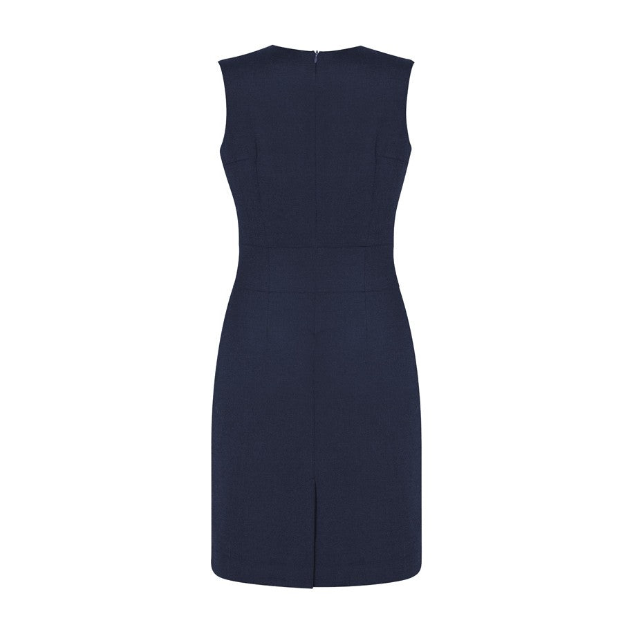 Biz Corporates Comfort Wool Stretch Womens Sleeveless V-Neck Dress 34021 in Navy, view 2