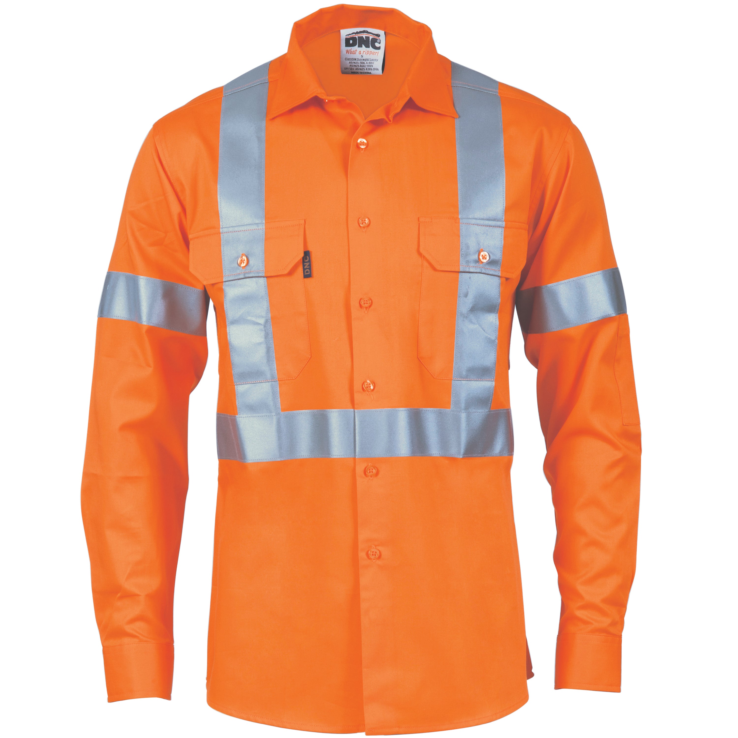 DNC Hi Vis D/N Cotton Shirt with Cross Back Generic Reflective Tape 3989