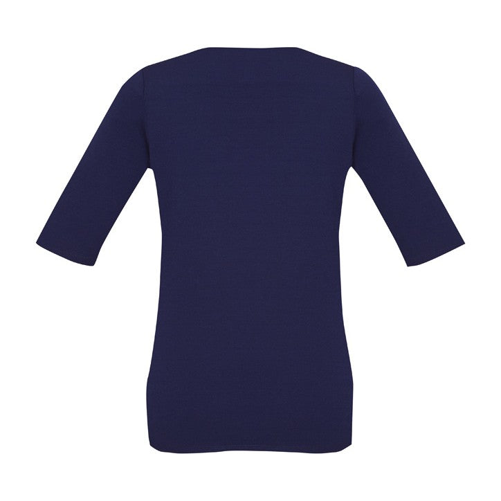 Biz Corporates Camille Womens Short Sleeve T-Top 44113 in Navy, view 2