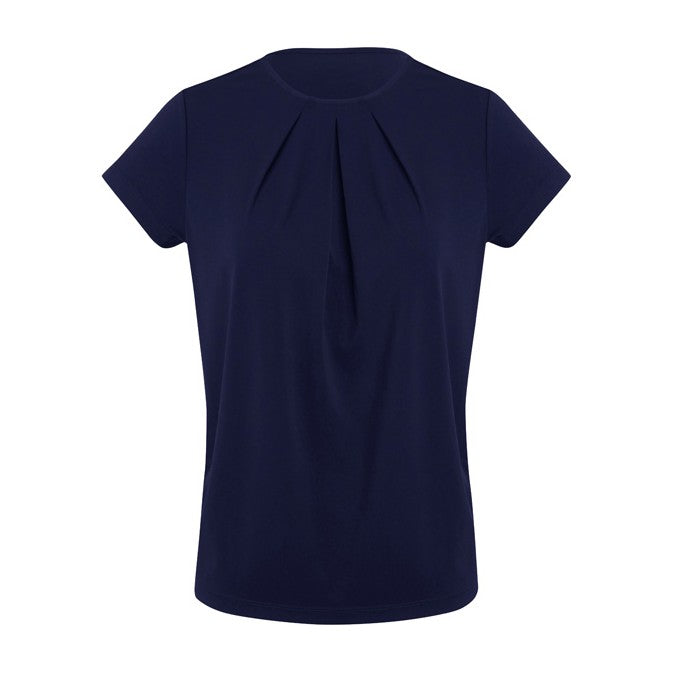Biz Corporates Blaise Womens Short Sleeve Top 44412 in Navy