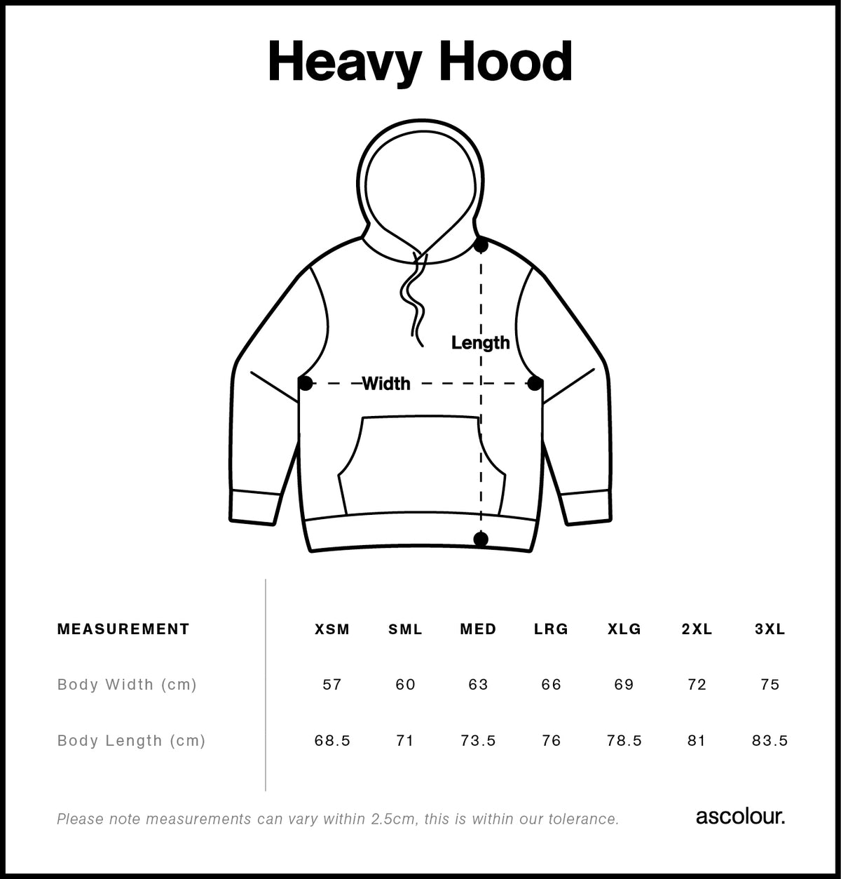 AS Colour Heavy Hood 5146 size guide