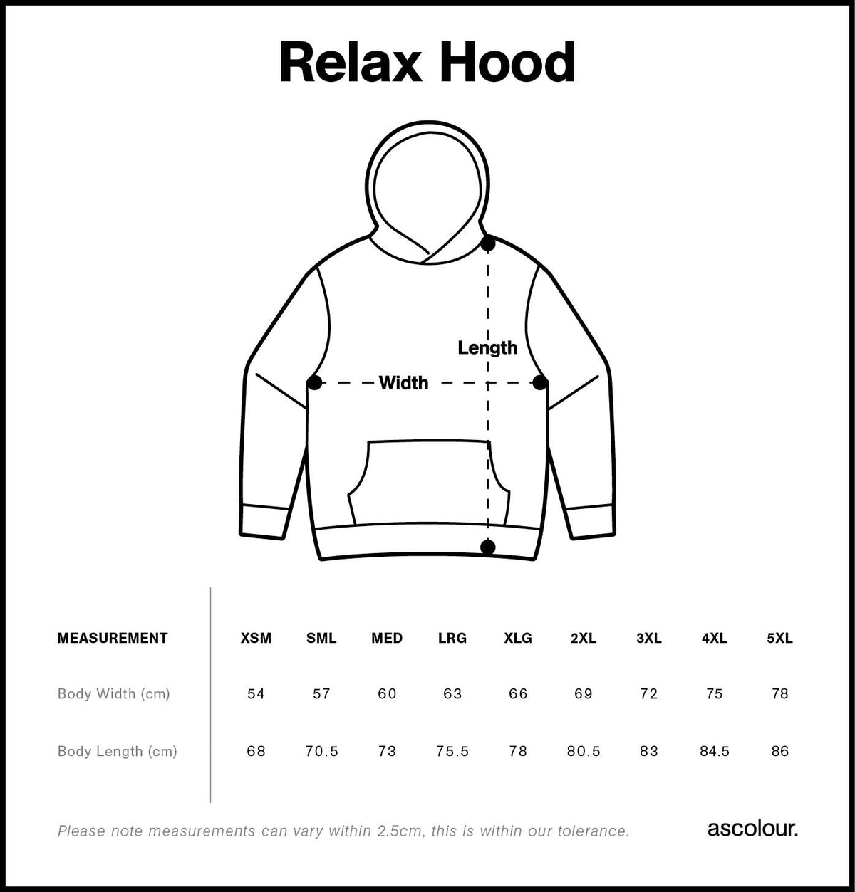 AS Colour Relax Hood 5161 size guide