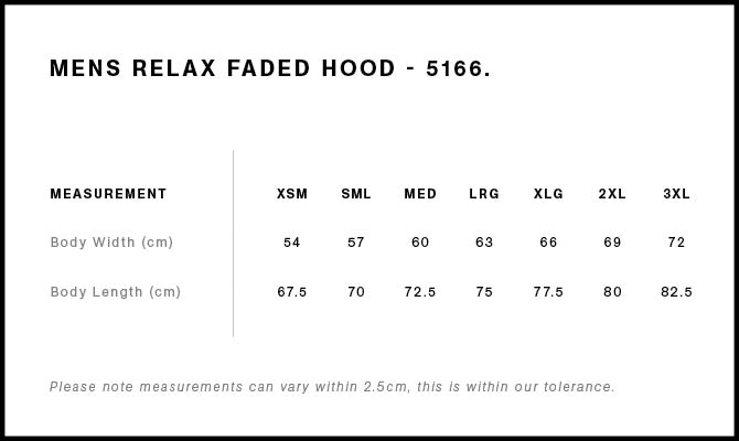 AS Colour Relax Faded Hood 5166 size guide