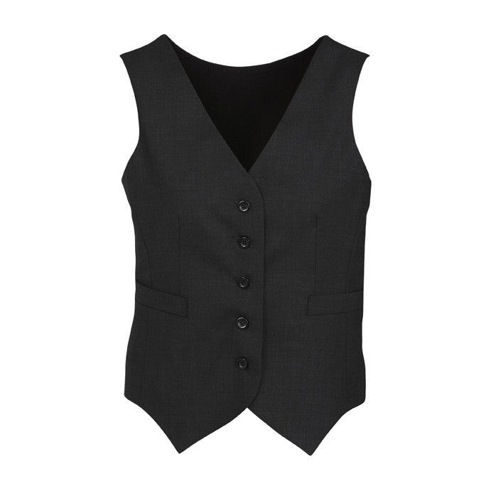 Biz Corporates Comfort Wool Stretch Womens Peaked Vest with Knitted Back 54011 in Black