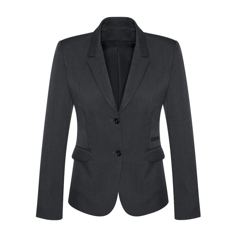 Biz Corporates Cool Stretch Womens 2 Button Mid Length Jacket 60119 in Charcoal