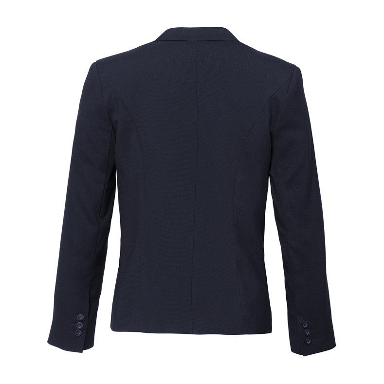 Biz Corporates Comfort Wool Stretch Womens Short Jacket with Reverse Lapel 64013 in Navy, view 2