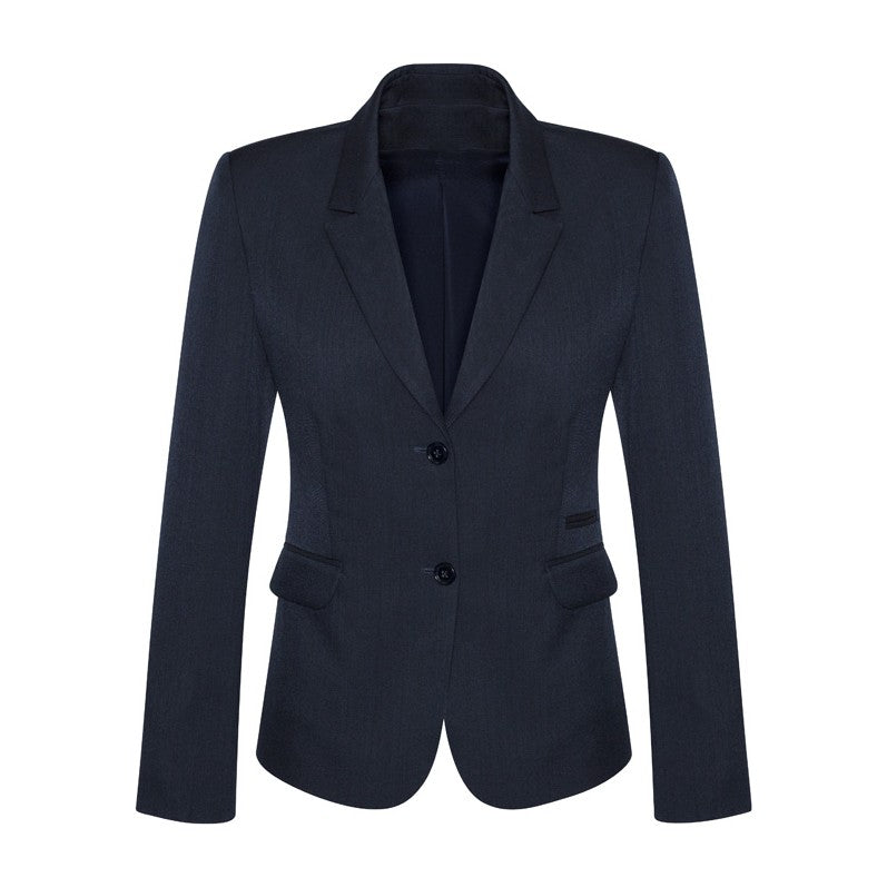 Biz Corporates Comfort Wool Stretch Womens 2 Button Mid Length Jacket 64019 in Navy