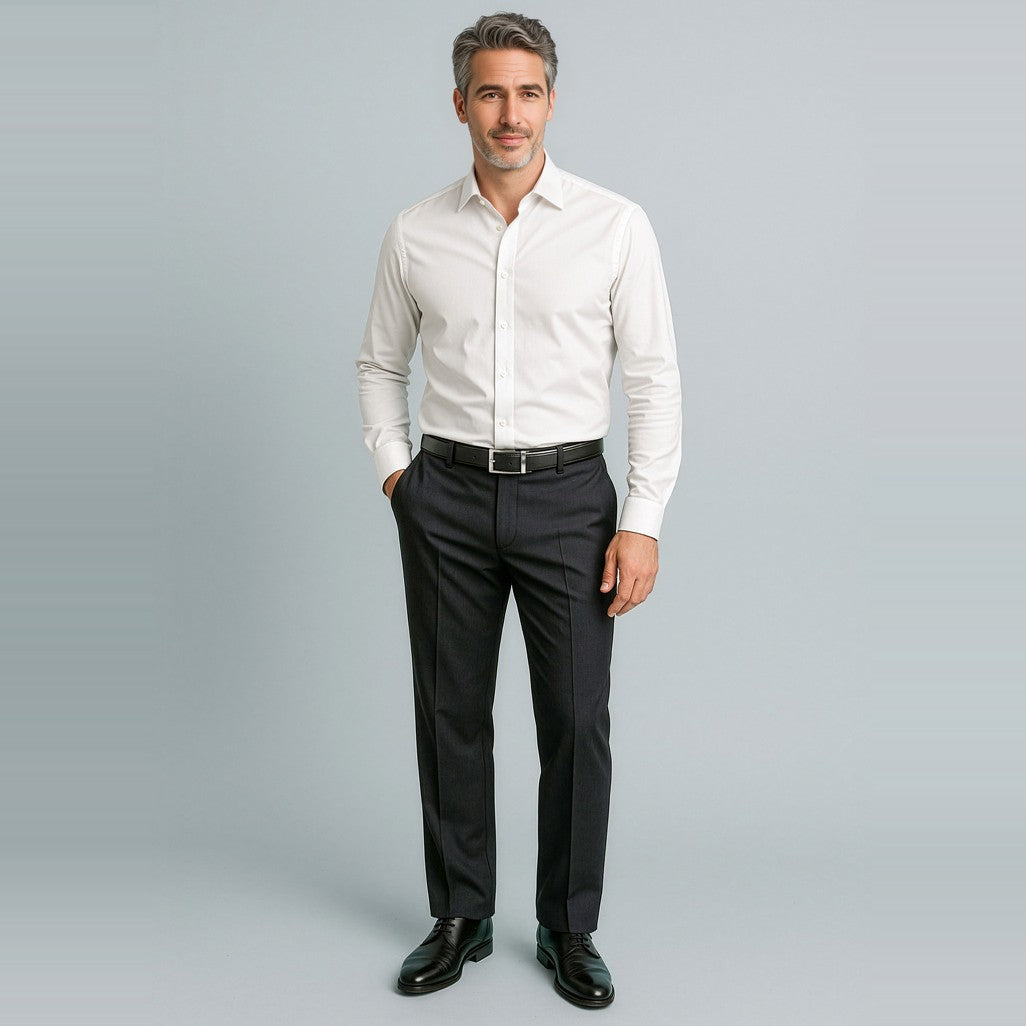 Biz Corporates Cool Stretch Mens Adjustable Waist Pant (Regular) 70114R in Black, worn by model