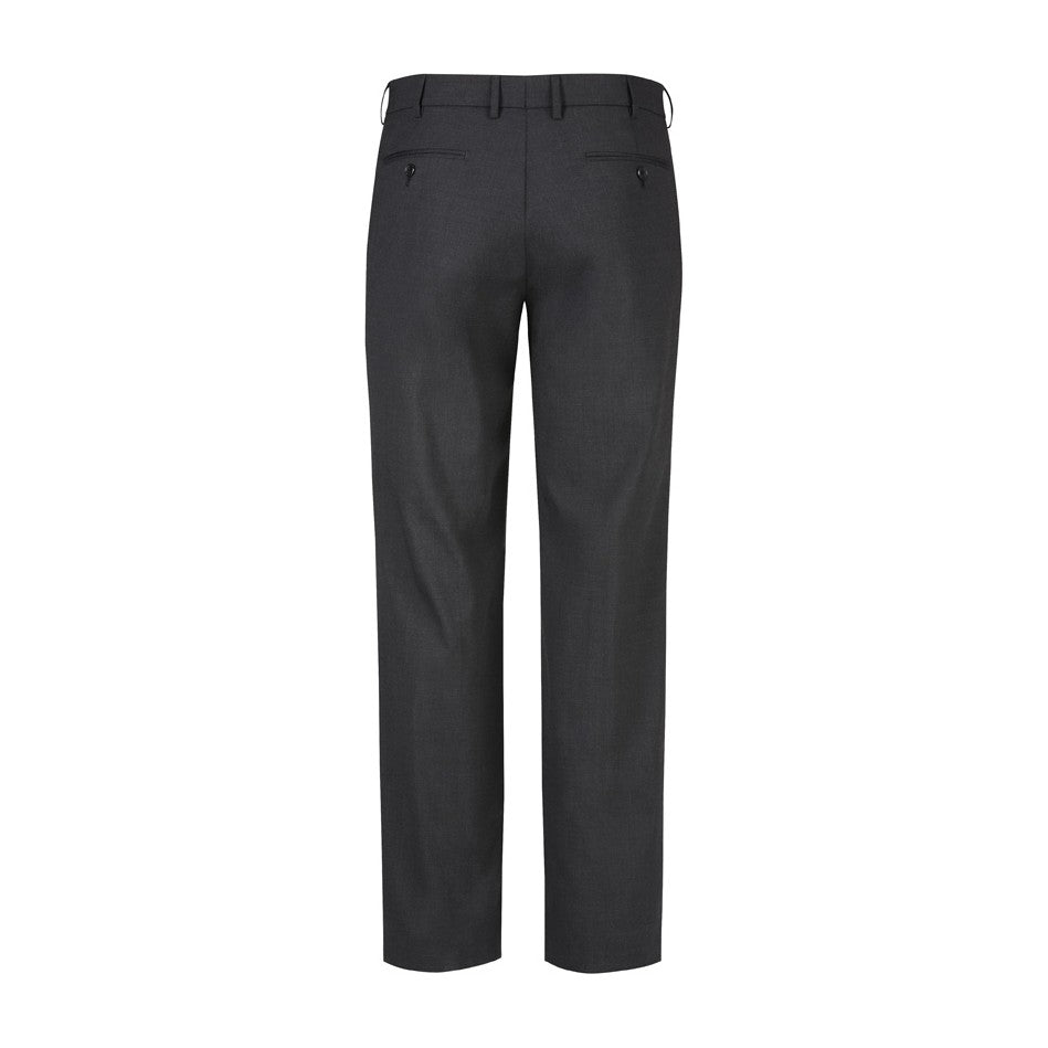 Biz Corporates Comfort Wool Stretch Mens Flat Front Pant 74012 in Charcoal
