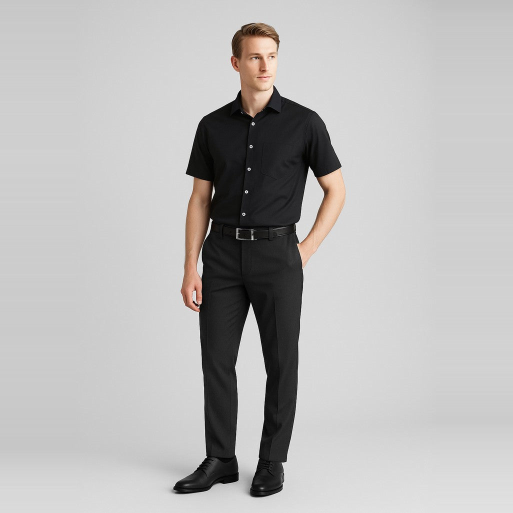 Biz Corporates Comfort Wool Stretch Mens Slimline Pant 74013, worn by model
