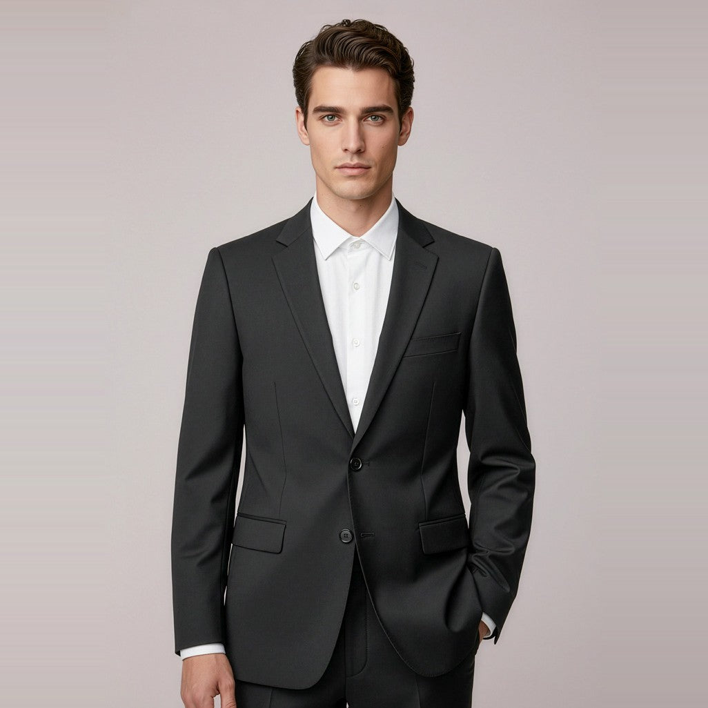 Biz Corporates Siena Mens 2 Button Jacket 80717 in Black, worn by model