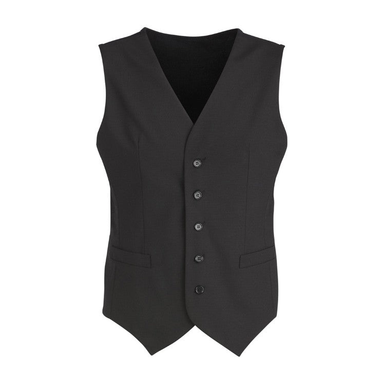 Biz Corporates Comfort Wool Stretch Mens Peaked Vest with Knitted Back 94011 in Black