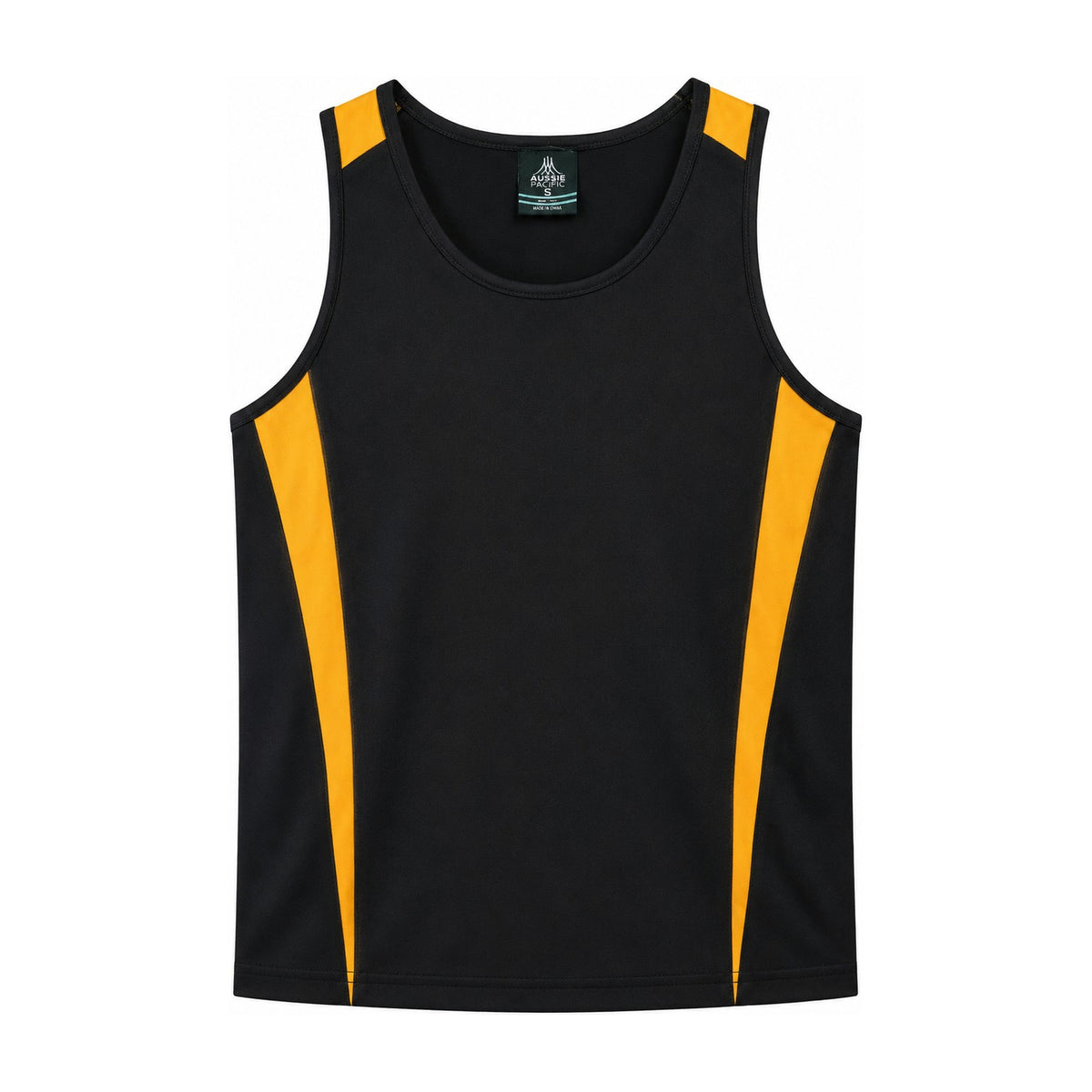 Aussie Pacific Eureka Mens Singlet 1104 in Black/Gold