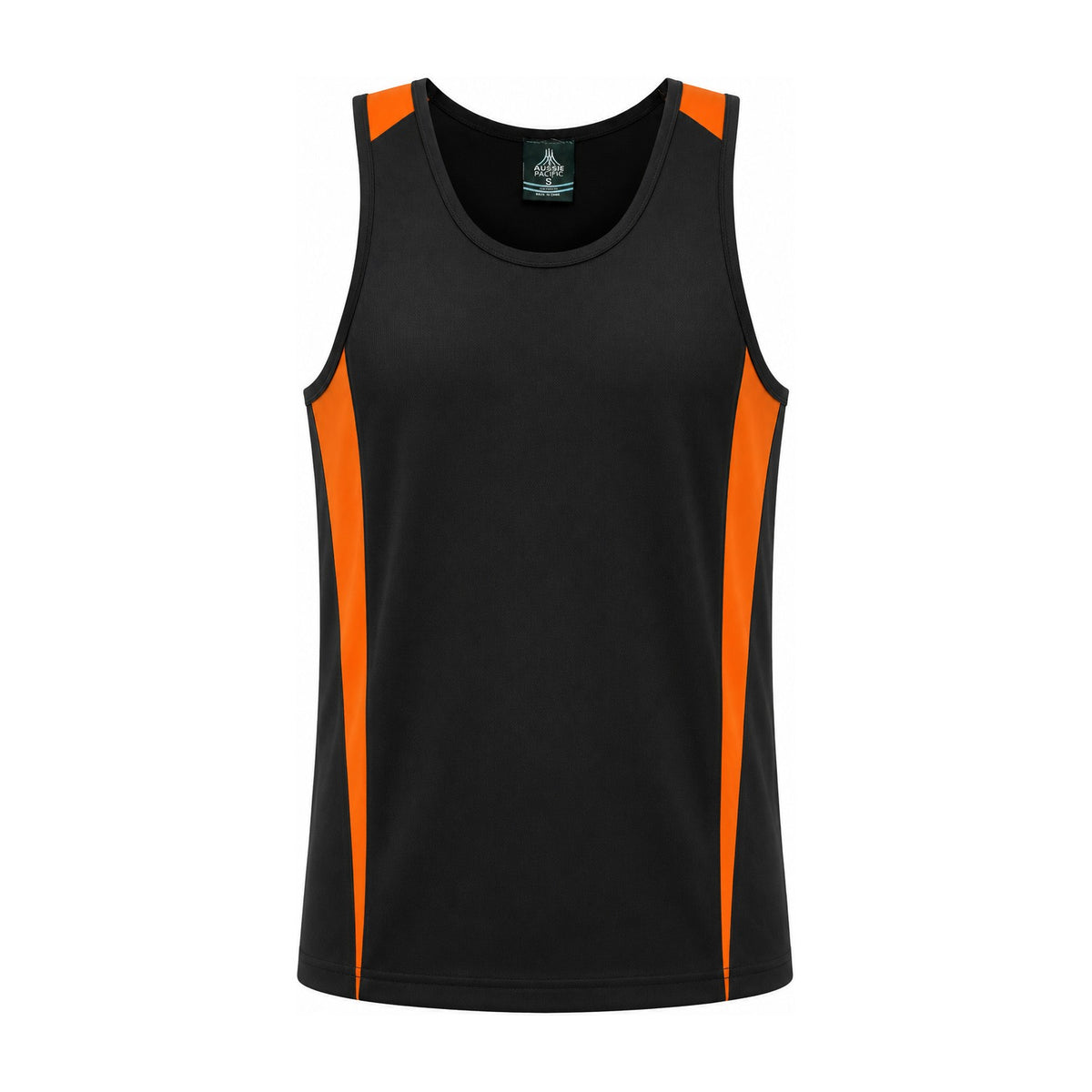 Aussie Pacific Eureka Mens Singlet 1104 in Black/Orange