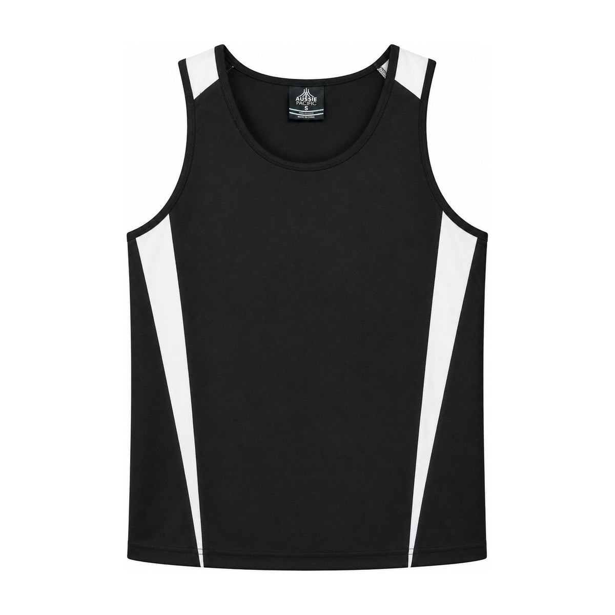 Aussie Pacific Eureka Mens Singlet 1104 in Black/White