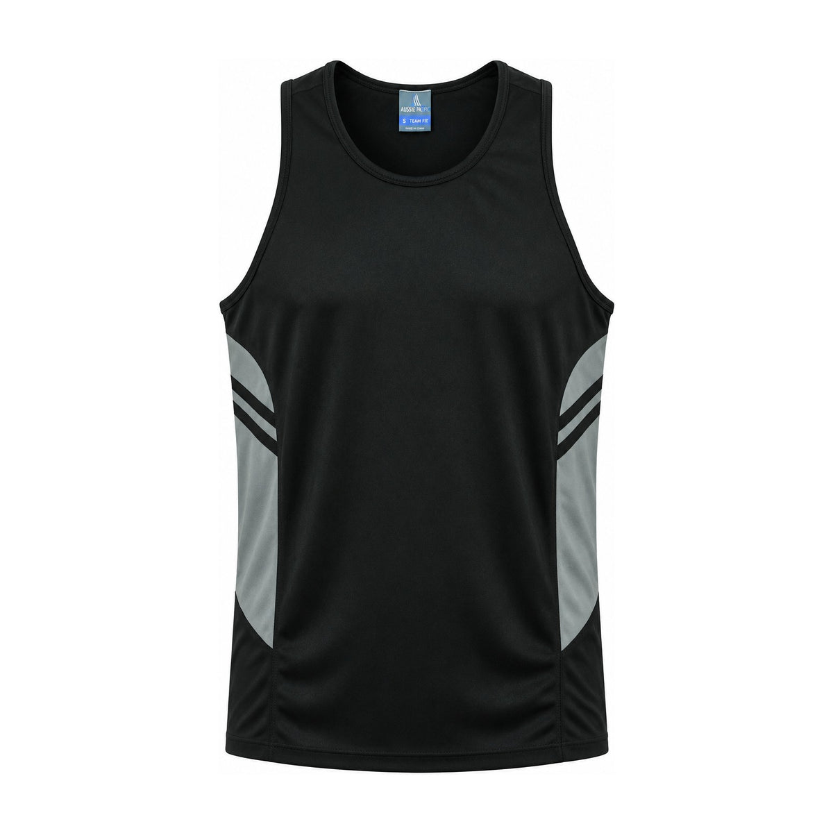 Aussie Pacific Tasman Mens Singlet 1111 in Black/Ashe