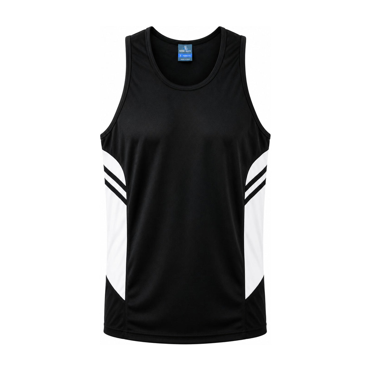 Aussie Pacific Tasman Mens Singlet 1111 in Black/White