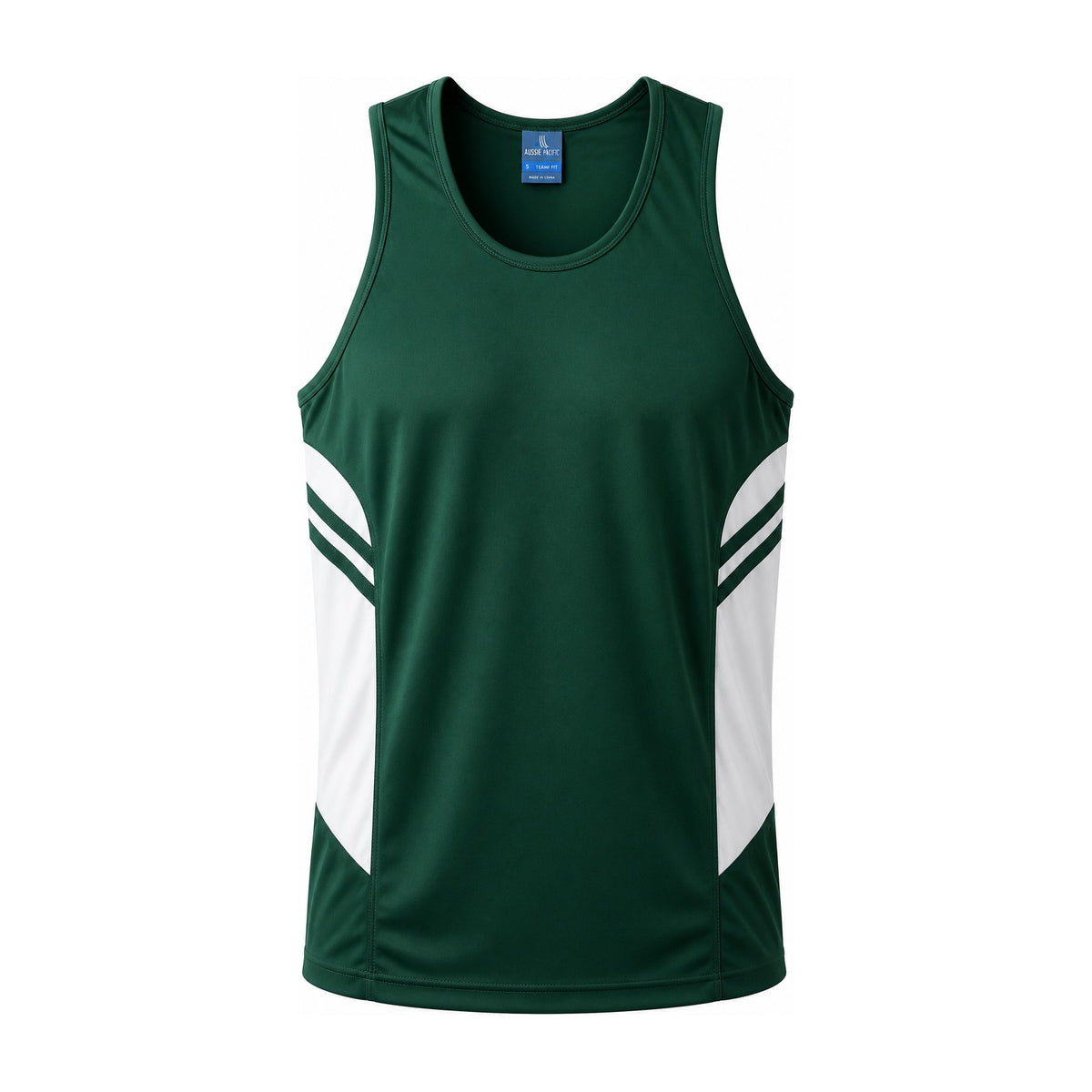 Aussie Pacific Tasman Mens Singlet 1111 in Bottle/White