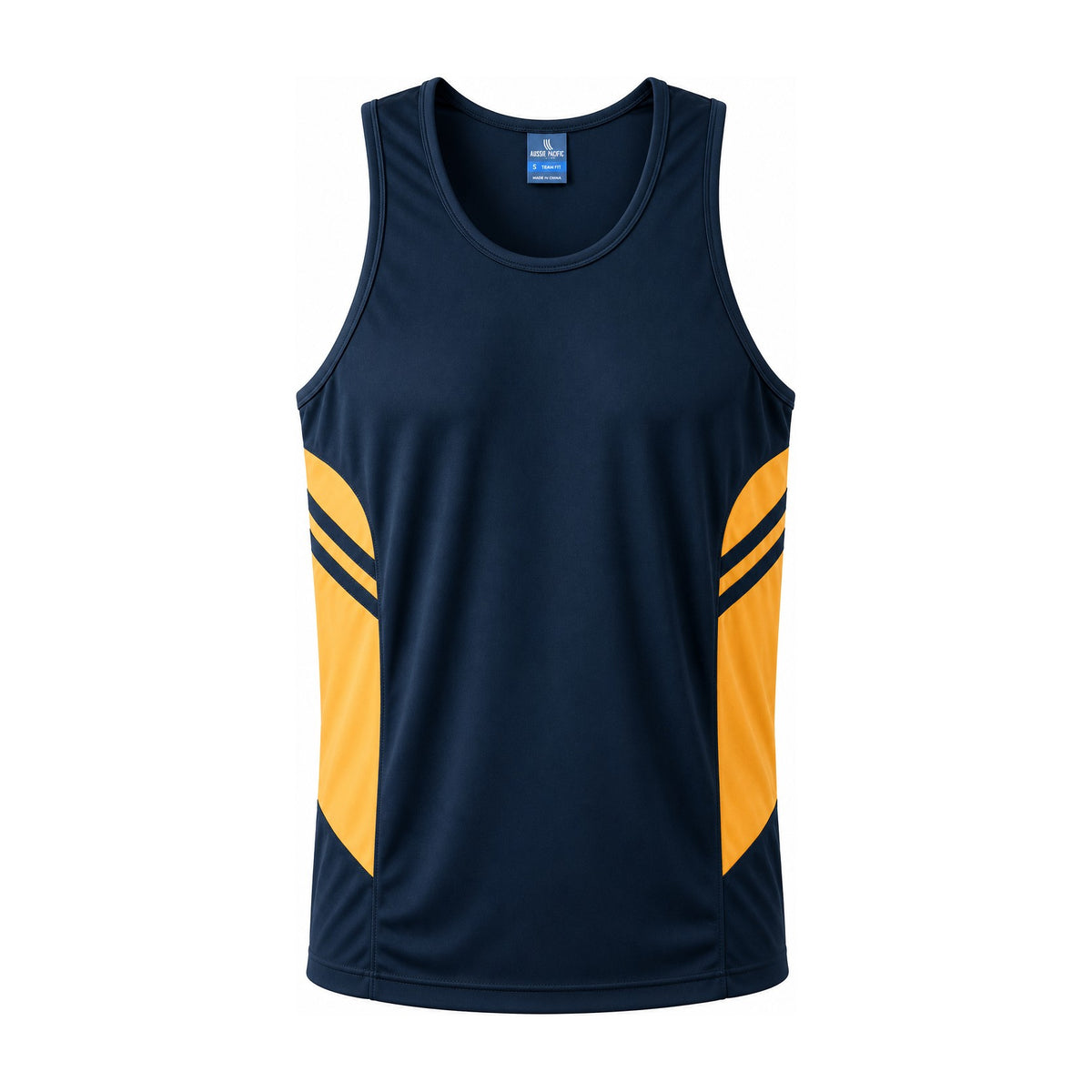 Aussie Pacific Tasman Mens Singlet 1111 in Navy/Gold