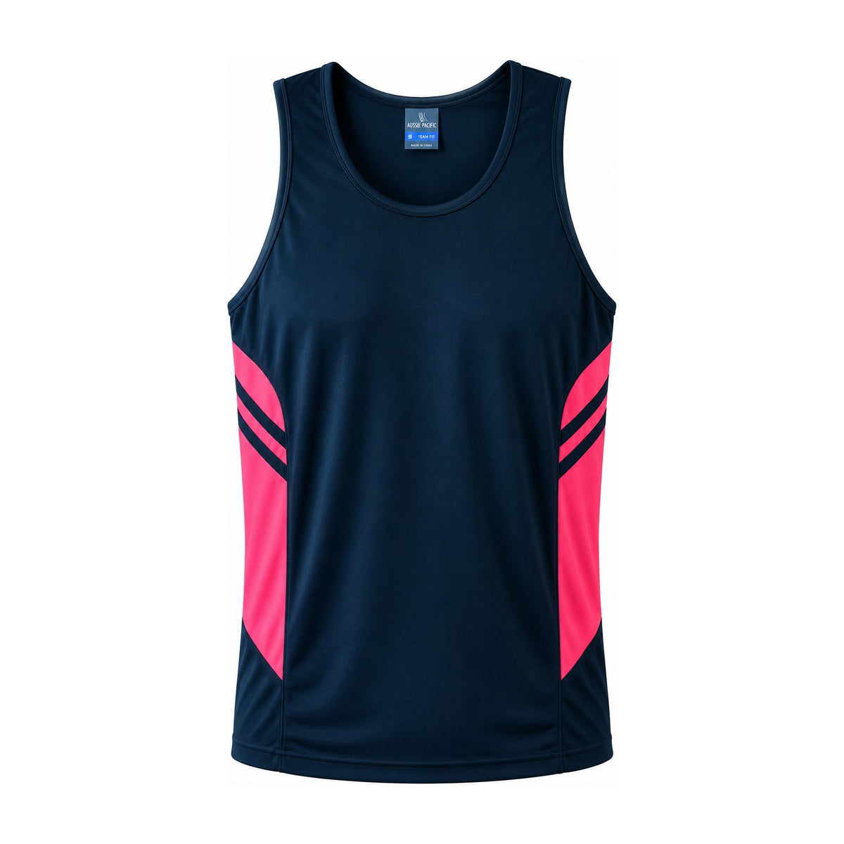 Aussie Pacific Tasman Mens Singlet 1111 in Navy/Neon Pink