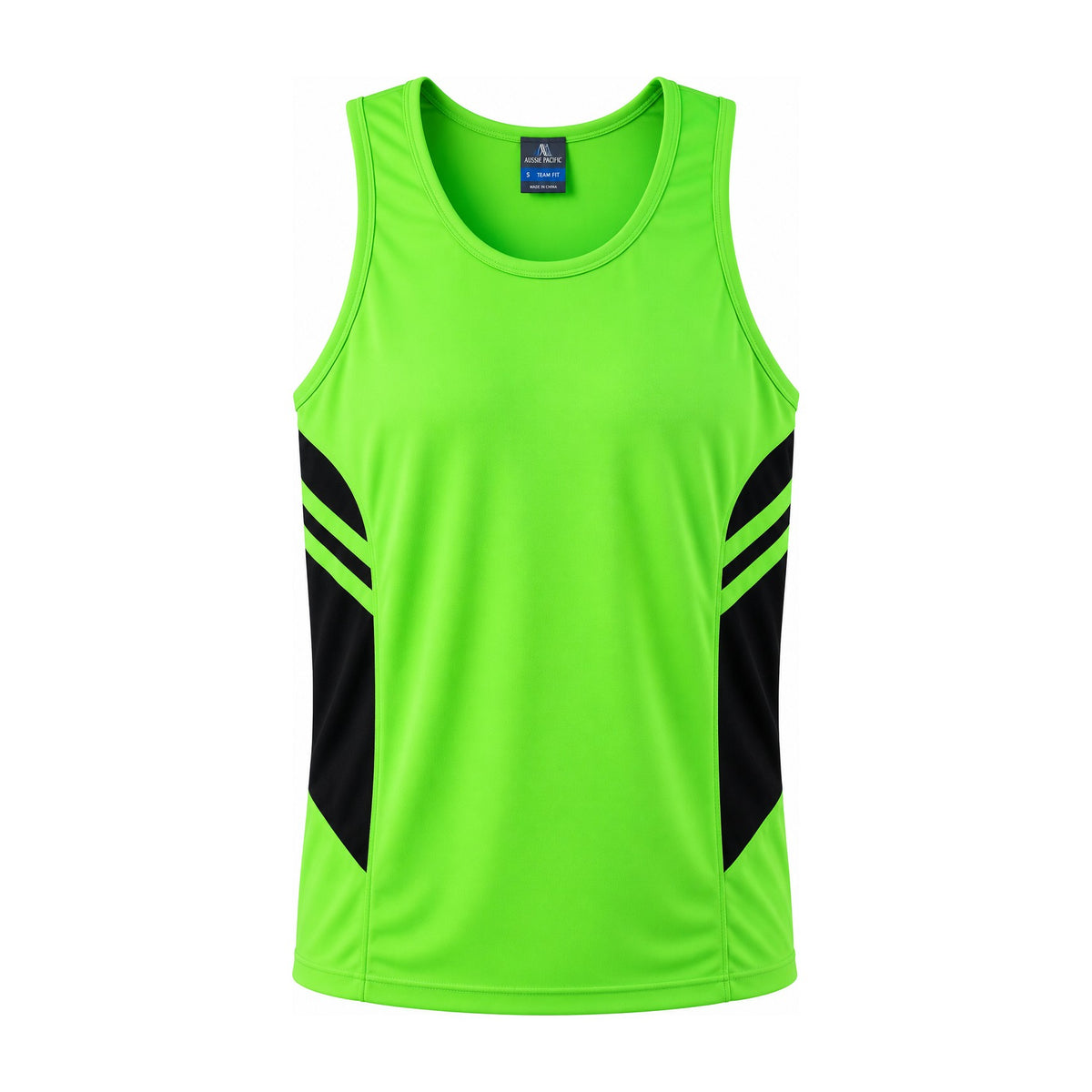 Aussie Pacific Tasman Mens Singlet 1111 in Neon Green/Black
