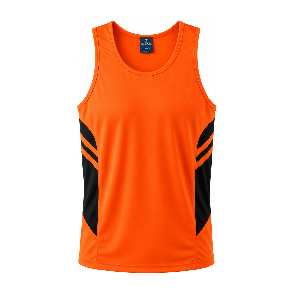 Aussie Pacific Tasman Mens Singlet 1111 in Neon Orange/Slate
