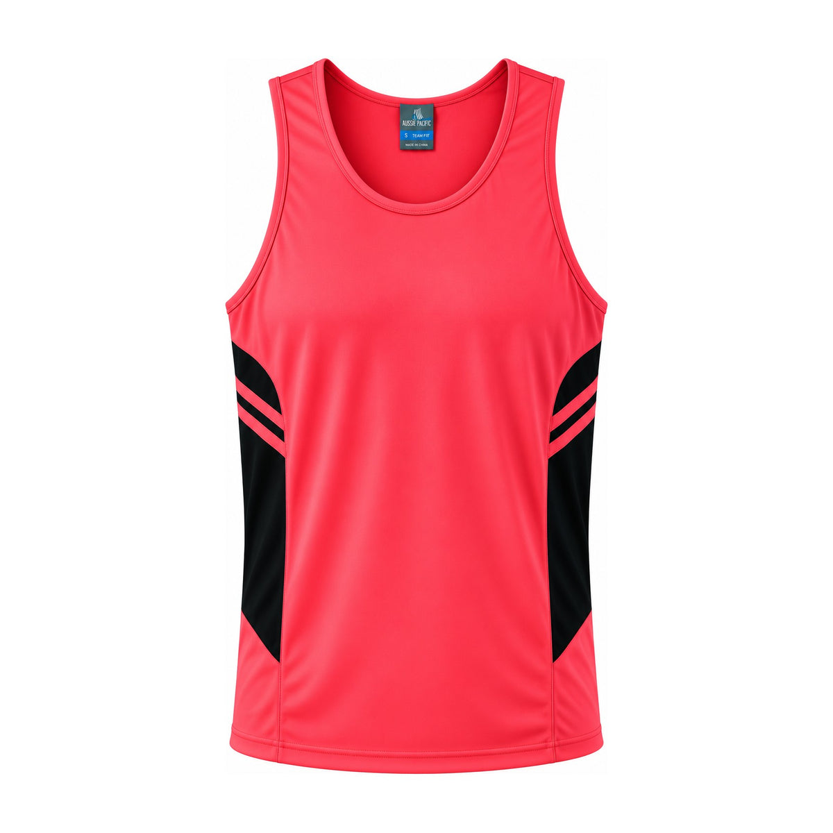 Aussie Pacific Tasman Mens Singlet 1111 in Neon Pink/Black