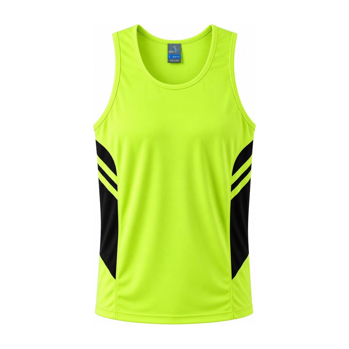 Aussie Pacific Tasman Mens Singlet 1111 in Neon Yellow/Black