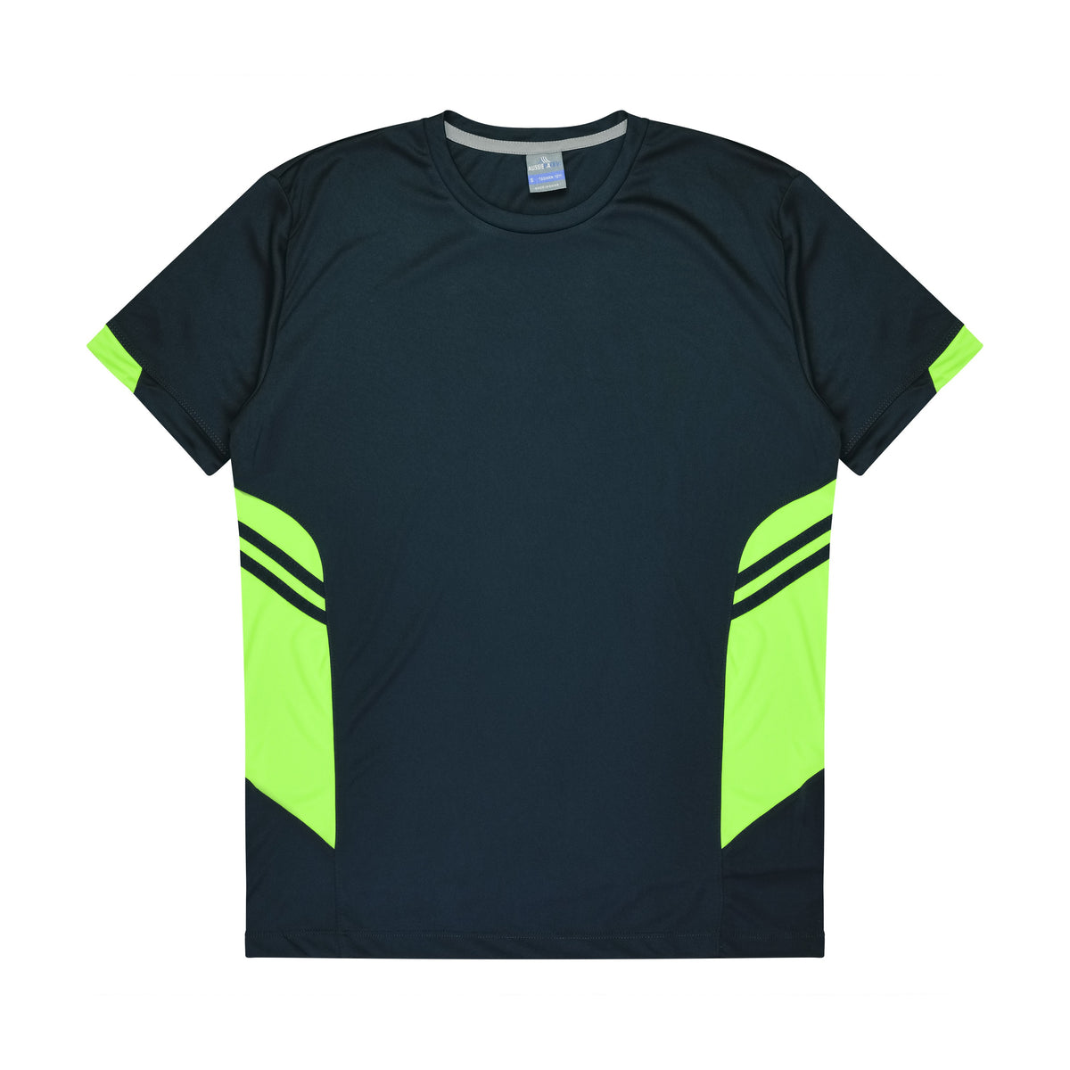 Aussie Pacific Tasman Mens Tee 1211 in Navy/Neon Green