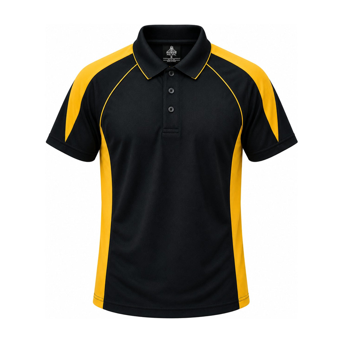 Aussie Pacific Premier Mens Polo 1301 in Black/Gold