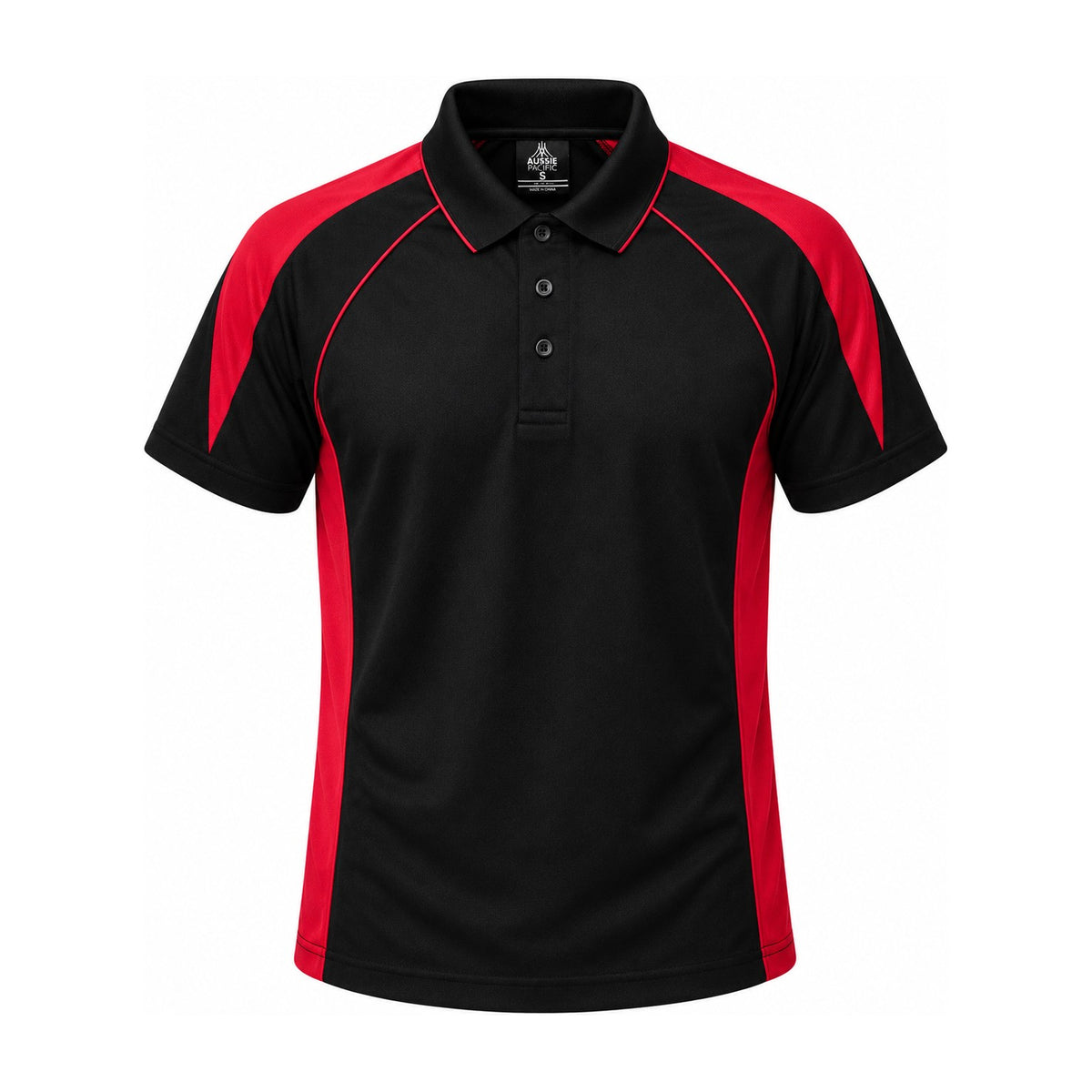 Aussie Pacific Premier Mens Polo 1301 in Black/Red