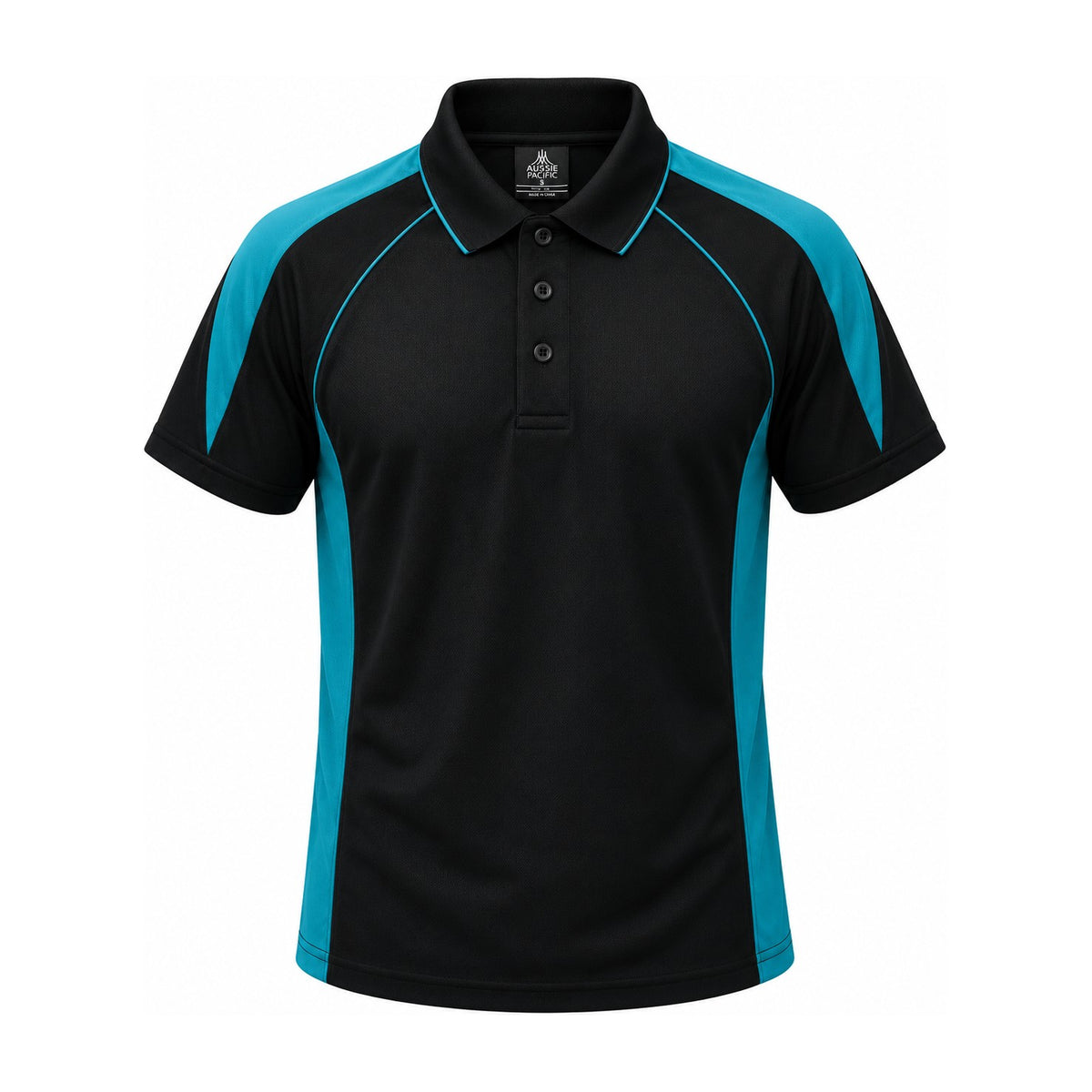 Aussie Pacific Premier Mens Polo 1301 in Black/Teal