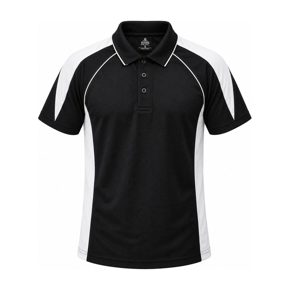 Aussie Pacific Premier Mens Polo 1301 in Black/White