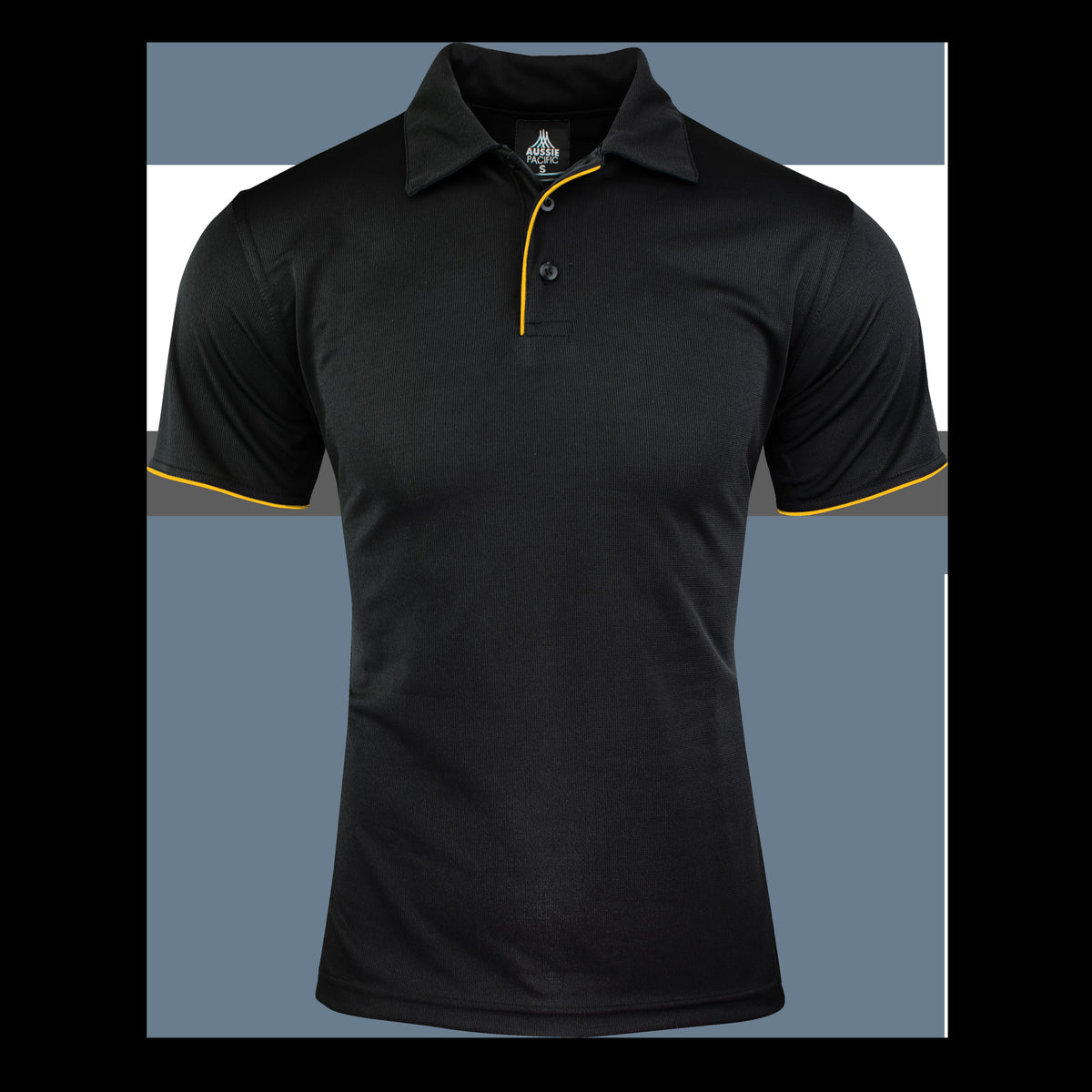 Aussie Pacific Yarra Mens Polo 1302 in Black/Gold