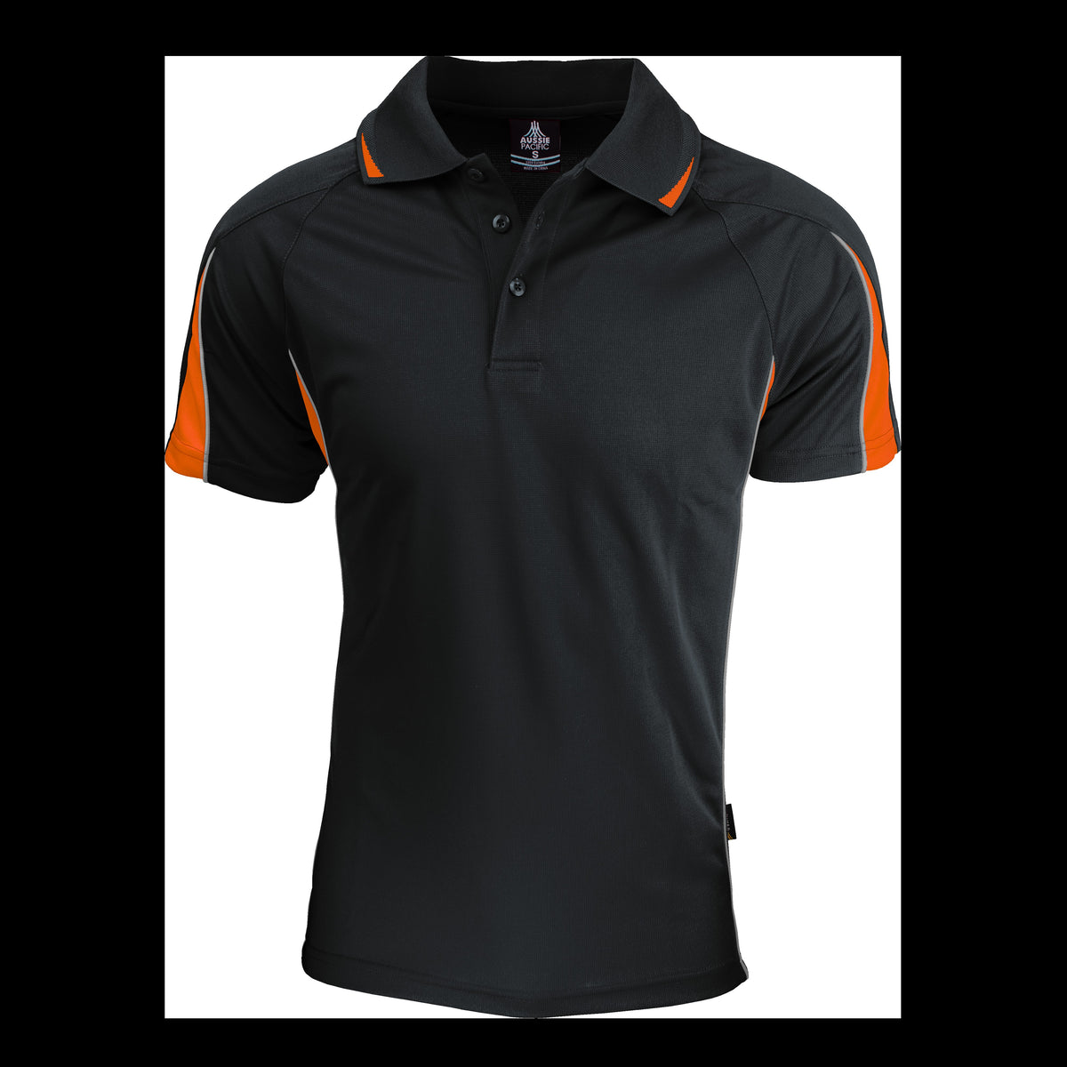 Aussie Pacific Eureka Mens Polo 1304 in Black/Orange