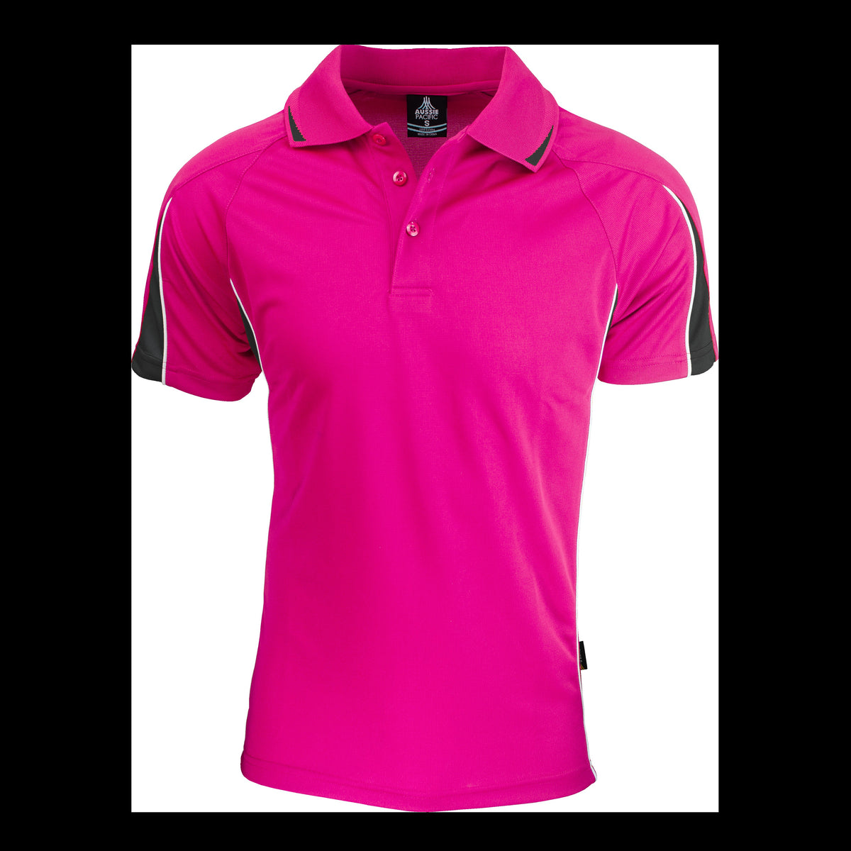Aussie Pacific Eureka Mens Polo 1304 in Pink/Black