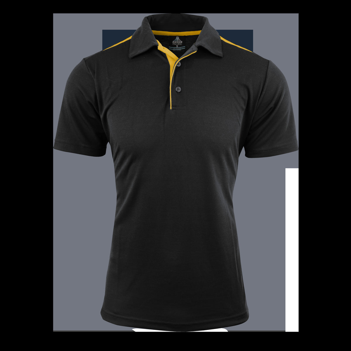 Aussie Pacific Paterson Mens Polo 1305 in Black/Gold