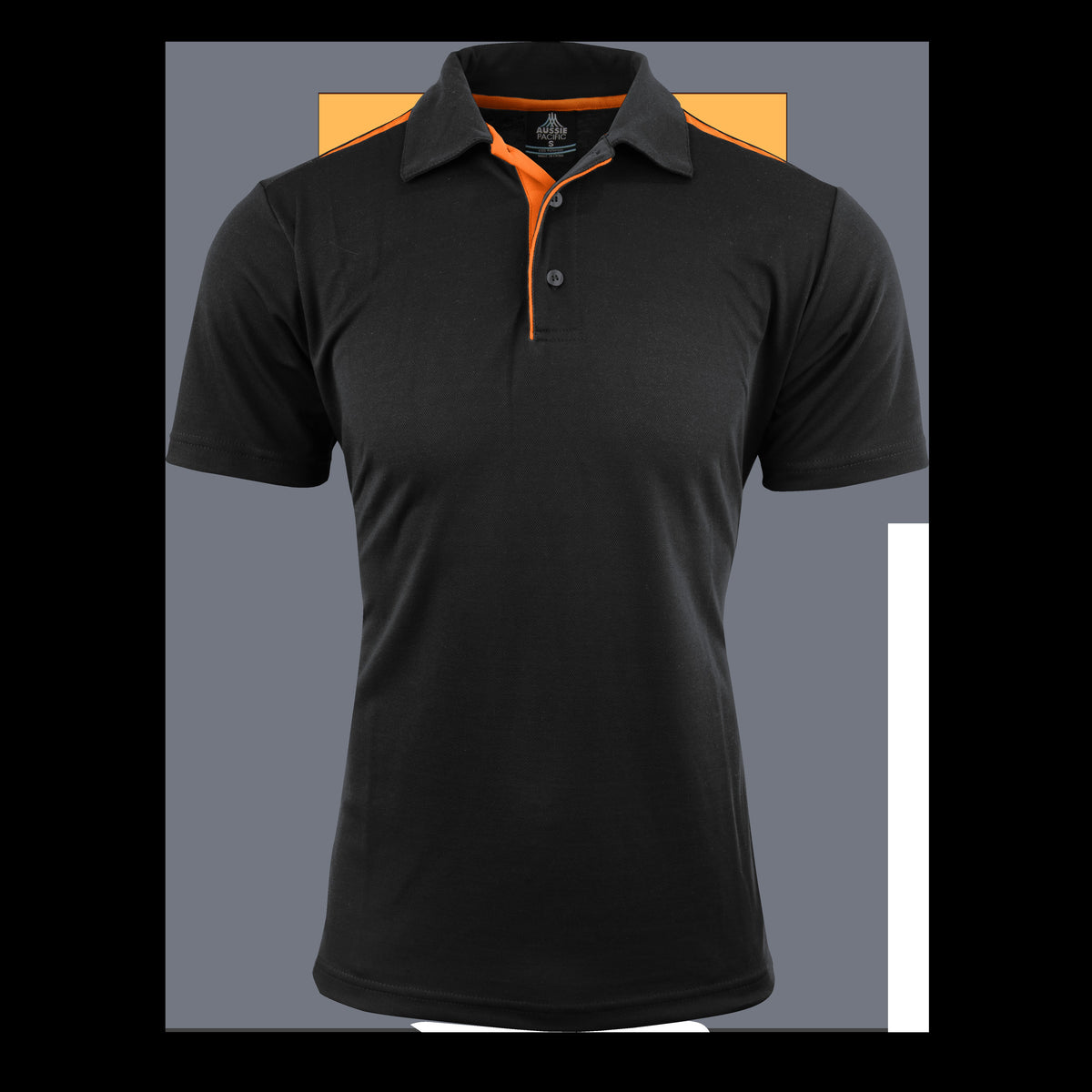 Aussie Pacific Paterson Mens Polo 1305 in Black/Orange